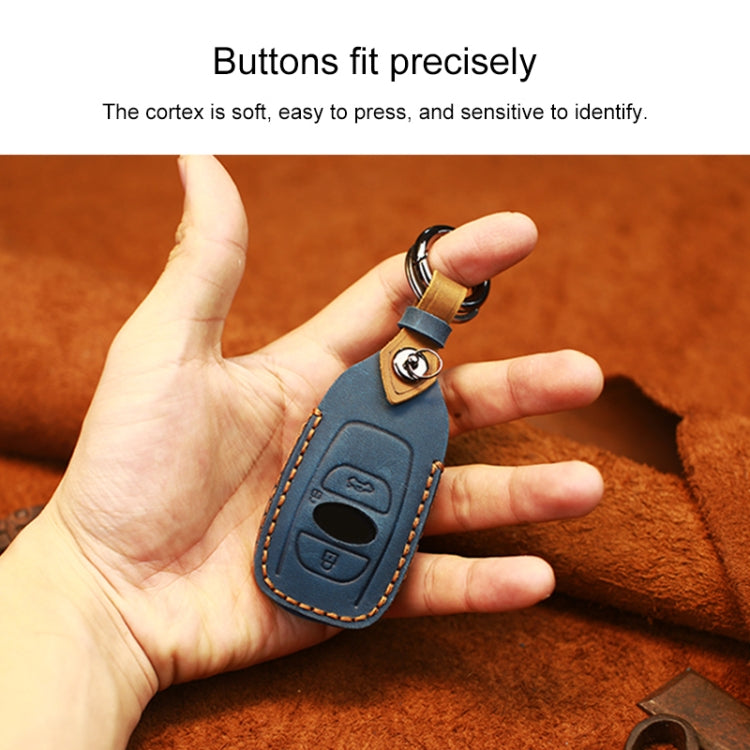 For Subaru Car Cowhide Leather Key Protective Cover Key Case (Blue) by buy2fix