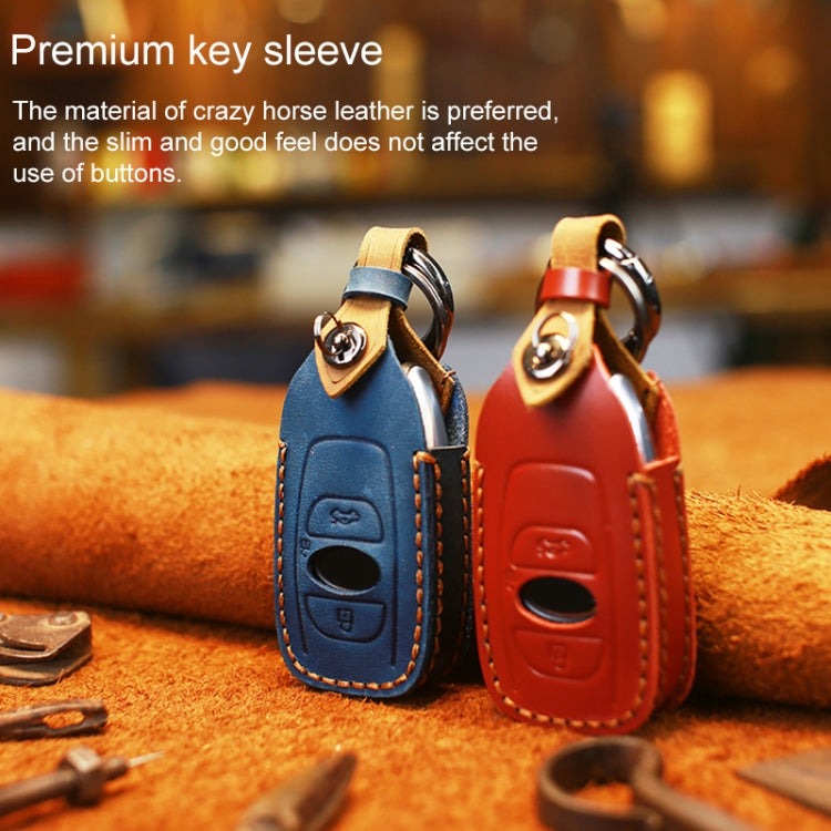 For Subaru Car Cowhide Leather Key Protective Cover Key Case (Blue) by buy2fix