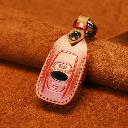 For Subaru Car Cowhide Leather Key Protective Cover Key Case (Red) by buy2fix