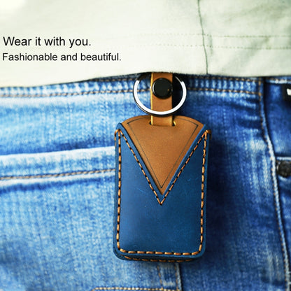 For Volvo Car Cowhide Leather Key Protective Cover Key Case (Blue) by buy2fix