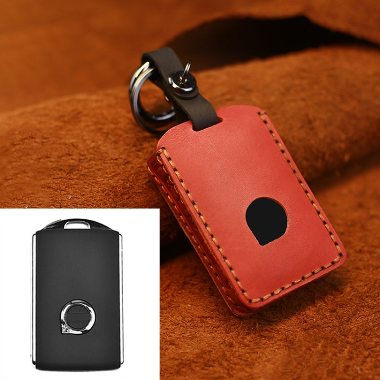 For Volvo Car Cowhide Leather Key Protective Cover Key Case (Red) - Car Key Cases by buy2fix | Online Shopping UK | buy2fix