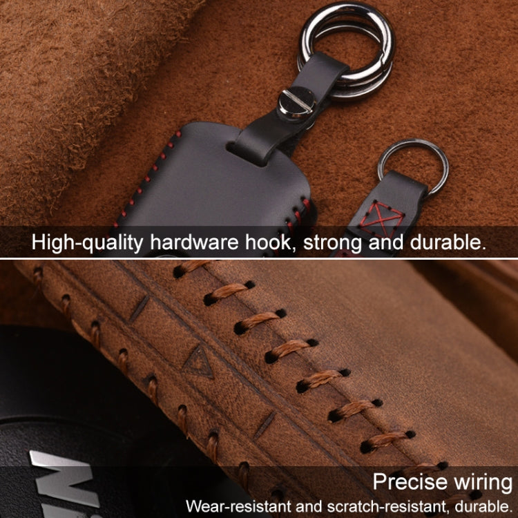 For Volvo Single Slit Style Car Cowhide Leather Key Protective Cover Key Case (Black) - Car Key Cases by buy2fix | Online Shopping UK | buy2fix
