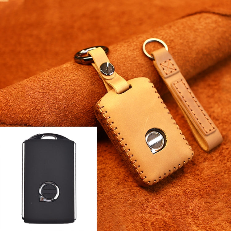 For Volvo Single Slit Style Car Cowhide Leather Key Protective Cover Key Case (Brown) by buy2fix