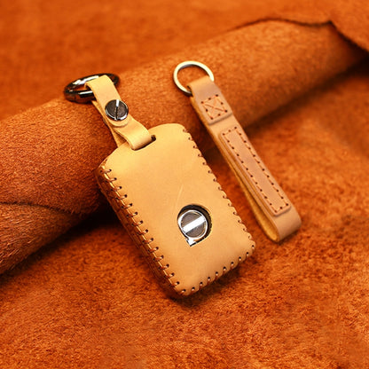 For Volvo Single Slit Style Car Cowhide Leather Key Protective Cover Key Case (Brown) by buy2fix