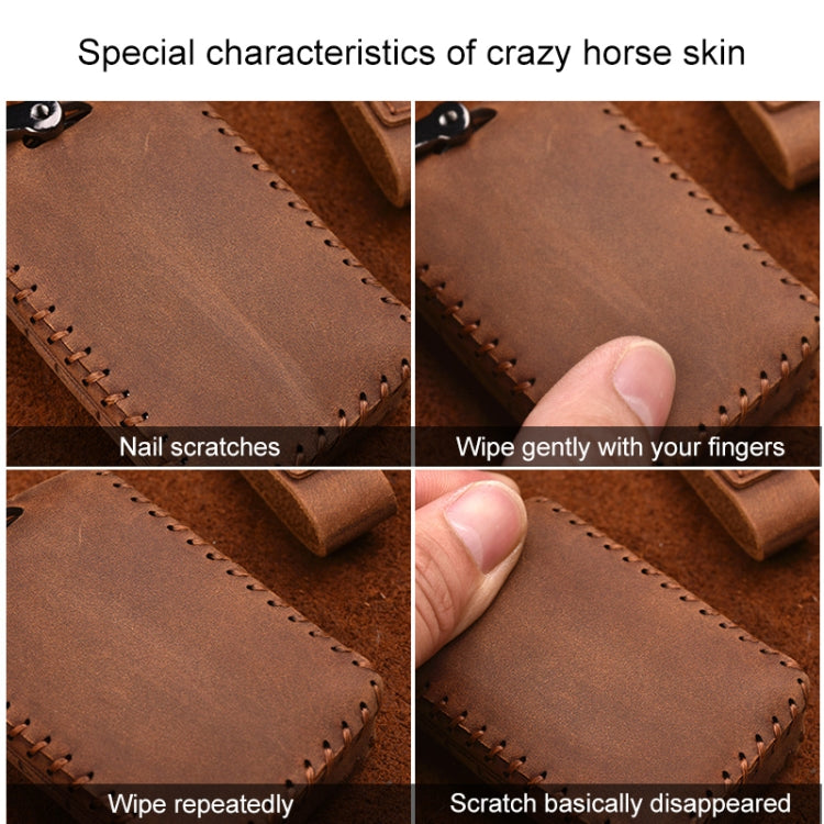 For Volvo Single Slit Style Car Cowhide Leather Key Protective Cover Key Case (Brown) by buy2fix