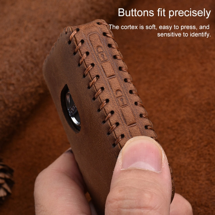 For Volvo Single Slit Style Car Cowhide Leather Key Protective Cover Key Case (Brown) by buy2fix