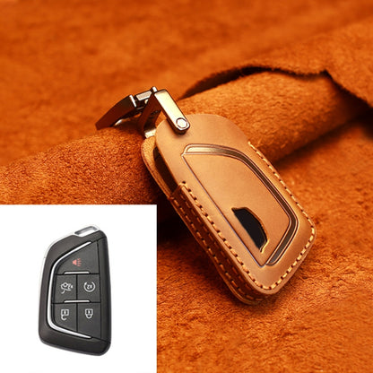 For Cadillac New Style Car Cowhide Leather Key Protective Cover Key Case (Brown) by buy2fix