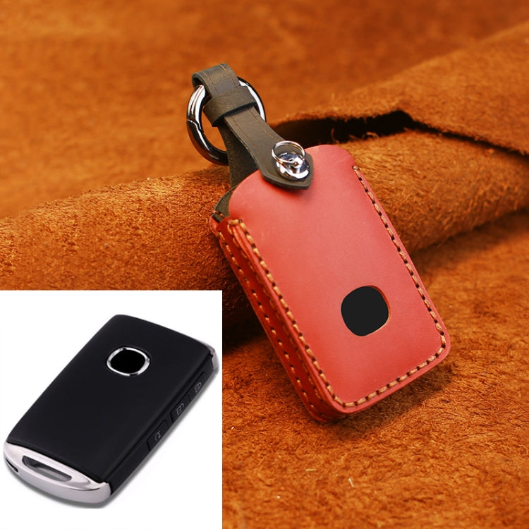 For Mazda New Style Car Cowhide Leather Key Protective Cover Key Case (Red) by buy2fix