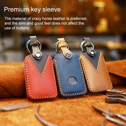 For Mazda New Style Car Cowhide Leather Key Protective Cover Key Case (Red) by buy2fix