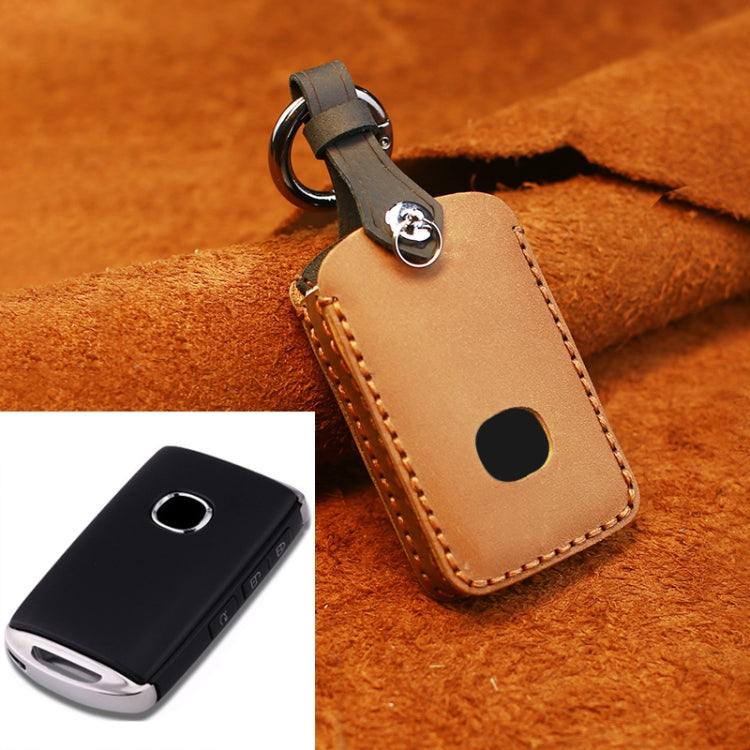 For Mazda New Style Car Cowhide Leather Key Protective Cover Key Case (Brown) - Car Key Cases by buy2fix | Online Shopping UK | buy2fix