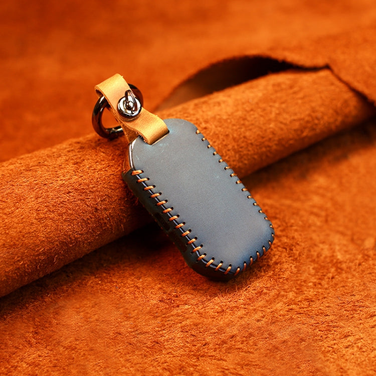 For Kia Car Cowhide Leather Key Protective Cover Key Case, Square Version (Blue) - Car Key Cases by buy2fix | Online Shopping UK | buy2fix