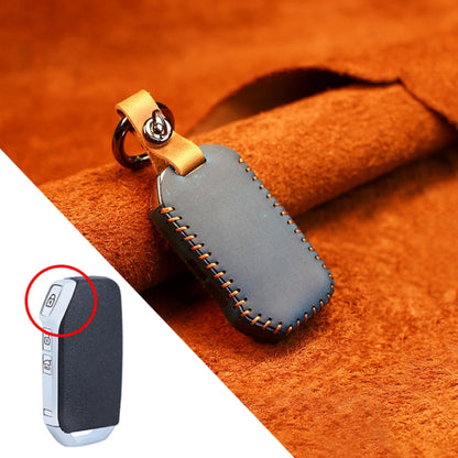 For Kia Car Cowhide Leather Key Protective Cover Key Case, Square Version (Blue) - Car Key Cases by buy2fix | Online Shopping UK | buy2fix