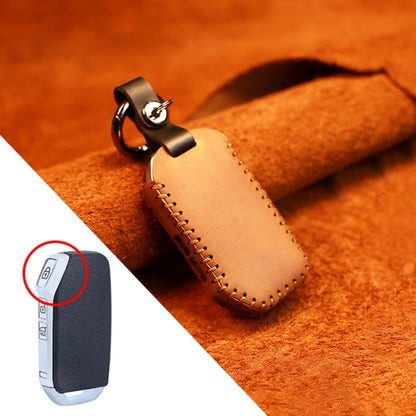 For Kia Car Cowhide Leather Key Protective Cover Key Case, Square Version (Brown) by buy2fix