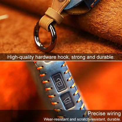 For Kia Car Cowhide Leather Key Protective Cover Key Case, Square Version (Brown) by buy2fix