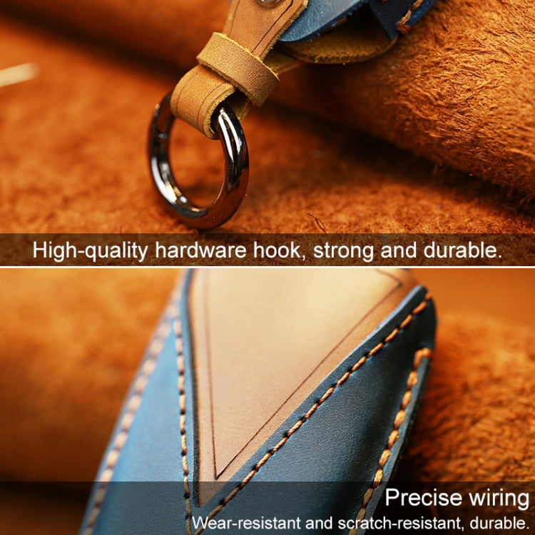 For Chevrolet Car Cowhide Leather Key Protective Cover Key Case, Three Keys Version (Blue) by buy2fix