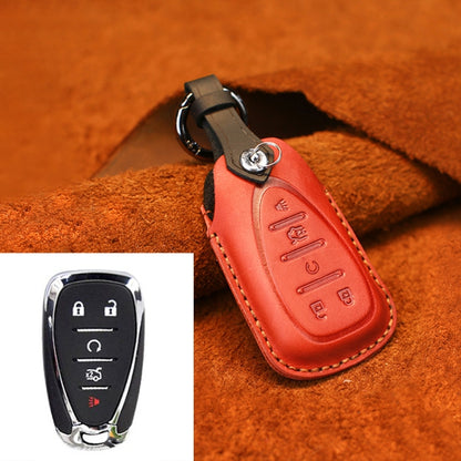 For Chevrolet Car Cowhide Leather Key Protective Cover Key Case, Five Keys Version (Red) by buy2fix