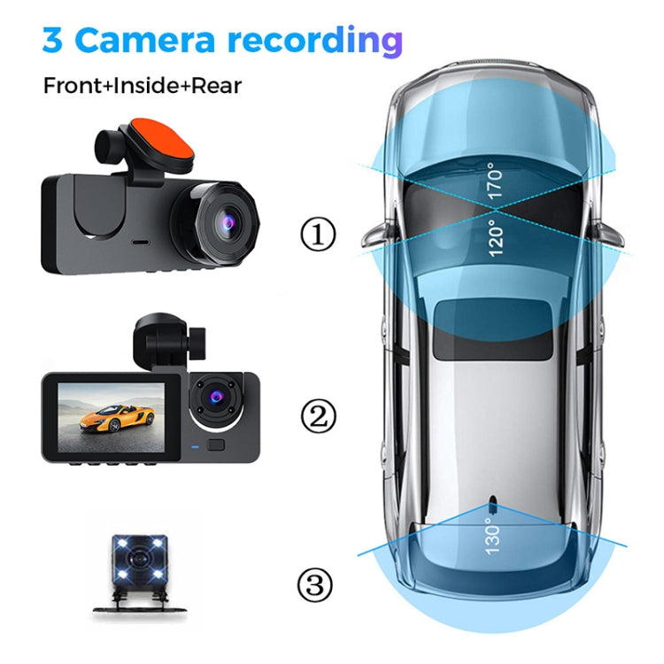 A2 Triple Lens Car Dash Camera Driving Recorder(Black) by buy2fix