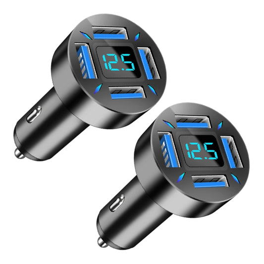 2pcs 4 in 1 USB 4.8A Digital Display Car Charger - Car Charger by buy2fix | Online Shopping UK | buy2fix