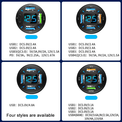 2pcs 4 in 1 USB 4.8A Digital Display Car Charger - Car Charger by buy2fix | Online Shopping UK | buy2fix