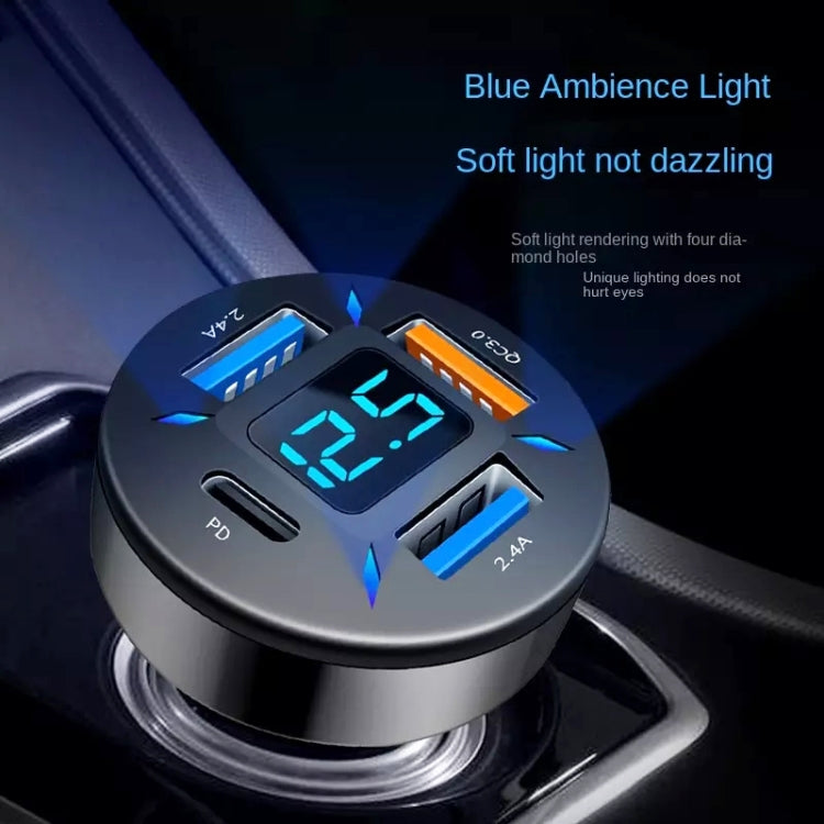 2pcs 4 in 1 USB 4.8A Digital Display Car Charger - Car Charger by buy2fix | Online Shopping UK | buy2fix
