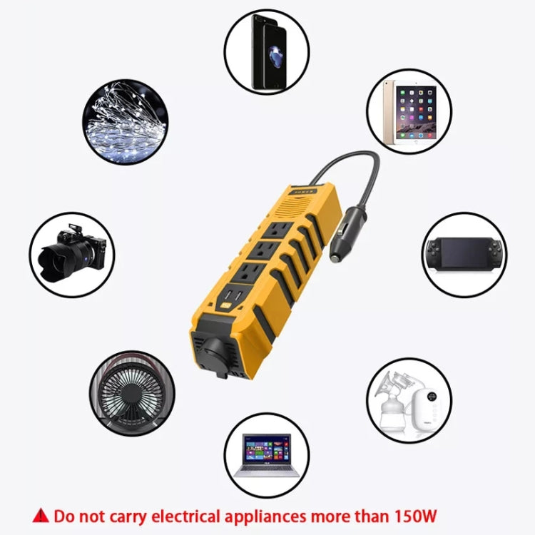 12V to 110V 150W Car Correction Sine Wave Inverter, US Plug by buy2fix