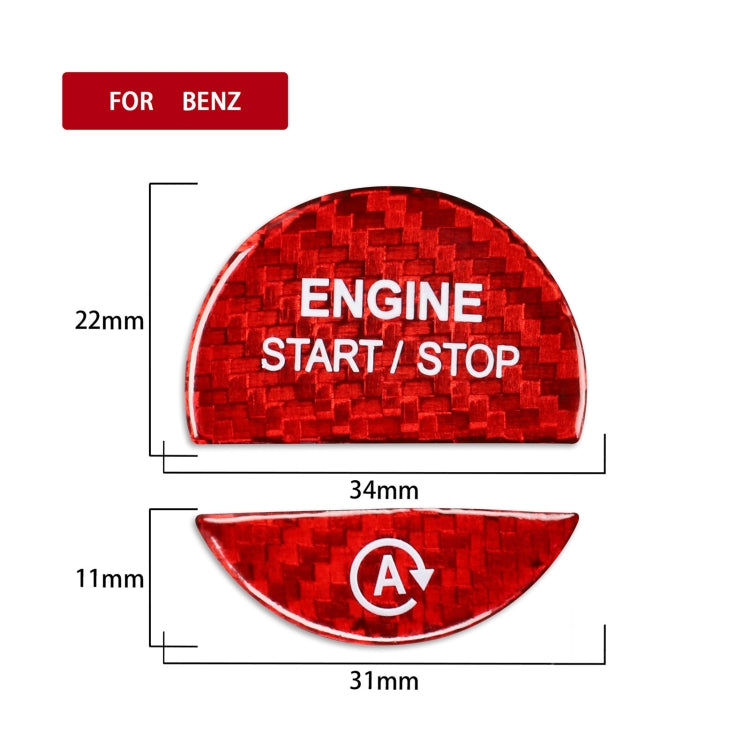 For Mercedes-Benz C/S Class 2022 Style Car Carbon Fiber One-click Start Button Decorative Sticker,Left and Right Drive Universal (Red) - Car Interior Mouldings by buy2fix | Online Shopping UK | buy2fix