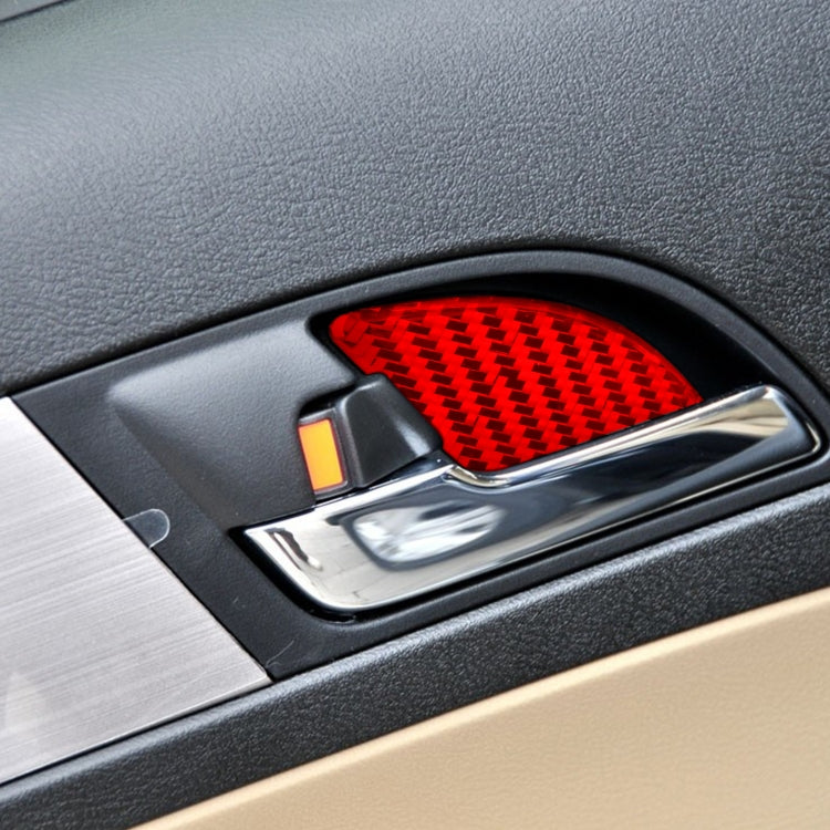 4 PCS Set for Honda CRV 2007-2011 Carbon Fiber Car Inner Door Bowl Patch Decorative Sticker,Left and Right Drive Universal(Red) - Car Interior Mouldings by buy2fix | Online Shopping UK | buy2fix