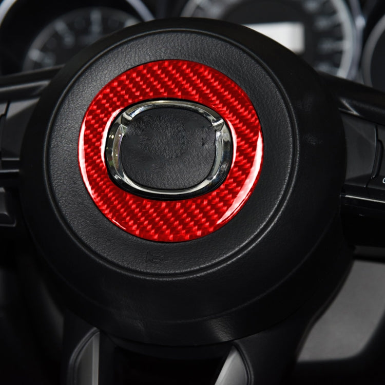Car Carbon Fiber Steering Wheel Decorative Sticker for Mazda CX-5 2017-2018, Left and Right Drive (Red) - Car Interior Mouldings by buy2fix | Online Shopping UK | buy2fix