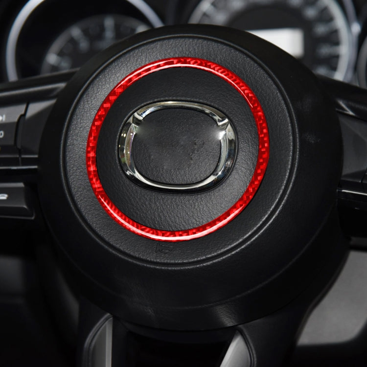 Car Carbon Fiber Steering Wheel Decorative Sticker for Mazda 3 Axela 2017-2018, Left and Right Drive (Red) - Car Interior Mouldings by buy2fix | Online Shopping UK | buy2fix