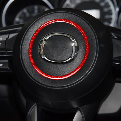 Car Carbon Fiber Steering Wheel Decorative Sticker for Mazda 3 Axela 2017-2018, Left and Right Drive (Red) - Car Interior Mouldings by buy2fix | Online Shopping UK | buy2fix