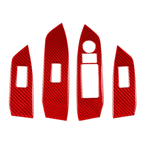 Car Carbon Fiber Window Glass Lift Panel Decorative Sticker for Mazda CX-5 2017-2018, Left Drive (Red) - Car Interior Mouldings by buy2fix | Online Shopping UK | buy2fix