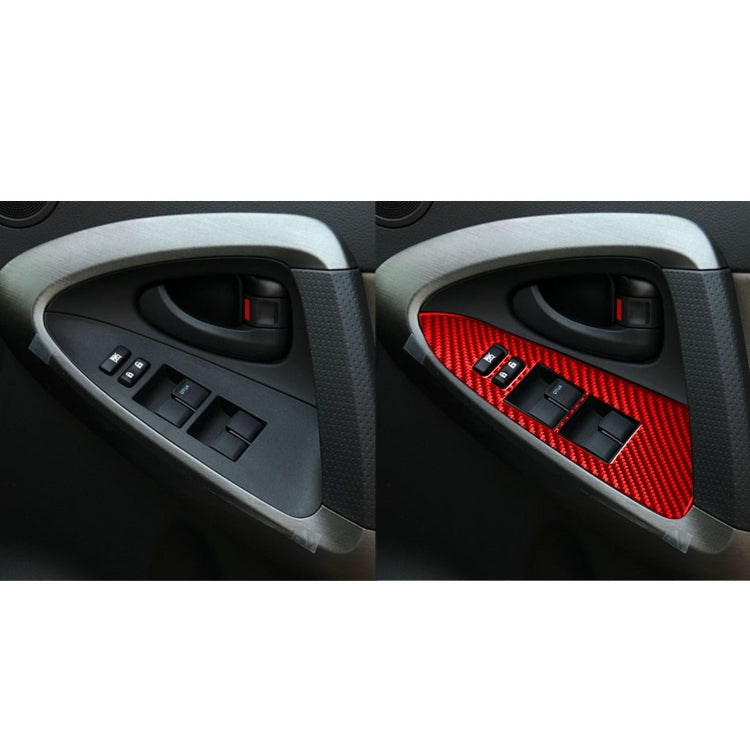 Car Carbon Fiber Window Glass Lift Panel Decorative Sticker for Toyota RAV4 2006-2013, Right Drive (Red) - Car Interior Mouldings by buy2fix | Online Shopping UK | buy2fix