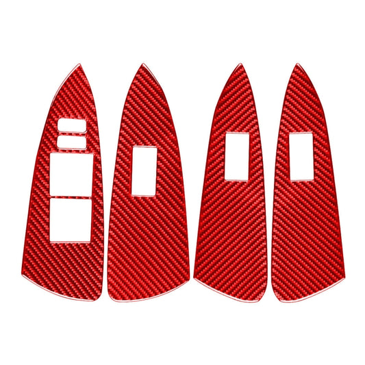 Car Carbon Fiber Window Glass Lift Panel Decorative Sticker for Toyota RAV4 2006-2013, Left Drive (Red) - Car Interior Mouldings by buy2fix | Online Shopping UK | buy2fix