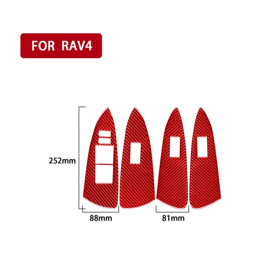 Car Carbon Fiber Window Glass Lift Panel Decorative Sticker for Toyota RAV4 2006-2013, Left Drive (Red) - Car Interior Mouldings by buy2fix | Online Shopping UK | buy2fix