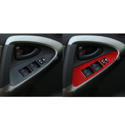 Car Carbon Fiber Window Glass Lift Panel Decorative Sticker for Toyota RAV4 2006-2013, Left Drive (Red) - Car Interior Mouldings by buy2fix | Online Shopping UK | buy2fix