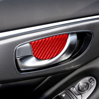 Car Carbon Fiber Inside Door Bowl Decorative Sticker for Infiniti Q50 2014-2020, Left and Right Drive(Red) - Car Interior Mouldings by buy2fix | Online Shopping UK | buy2fix