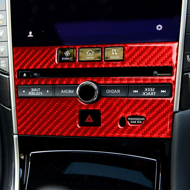 Car Carbon Fiber B Style CD Console Panel Decorative Sticker for Infiniti Q50 2014-2020, Right Drive(Red) - Car Interior Mouldings by buy2fix | Online Shopping UK | buy2fix