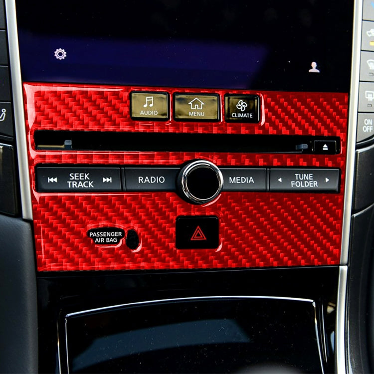 Car Carbon Fiber B Style CD Console Panel Decorative Sticker for Infiniti Q50 2014-2020, Left Drive(Red) - Car Interior Mouldings by buy2fix | Online Shopping UK | buy2fix