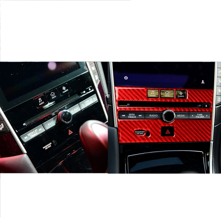 Car Carbon Fiber B Style CD Console Panel Decorative Sticker for Infiniti Q50 2014-2020, Left Drive(Red) - Car Interior Mouldings by buy2fix | Online Shopping UK | buy2fix