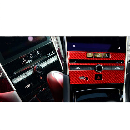 Car Carbon Fiber B Style CD Console Panel Decorative Sticker for Infiniti Q50 2014-2020, Left Drive(Red) - Car Interior Mouldings by buy2fix | Online Shopping UK | buy2fix