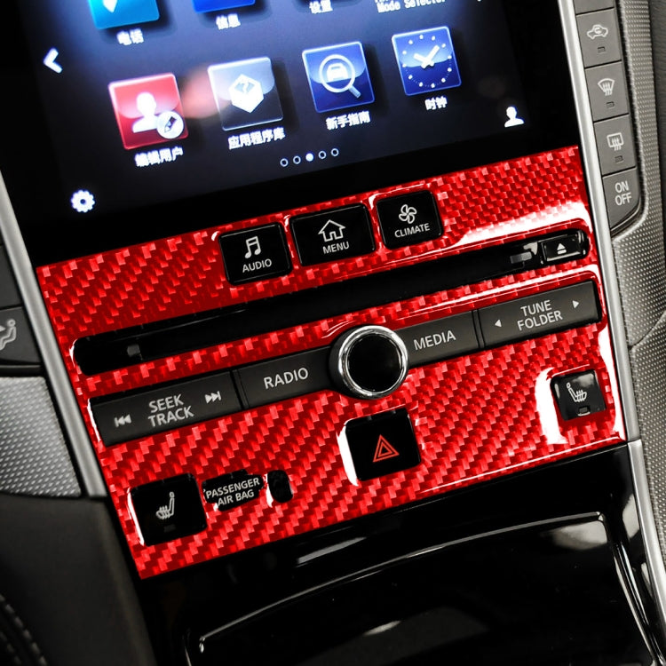 Car Carbon Fiber A Style CD Console Panel Decorative Sticker for Infiniti Q50 2014-2020, Left Drive(Red) - Car Interior Mouldings by buy2fix | Online Shopping UK | buy2fix