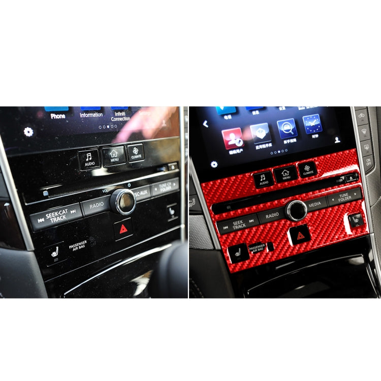 Car Carbon Fiber A Style CD Console Panel Decorative Sticker for Infiniti Q50 2014-2020, Left Drive(Red) - Car Interior Mouldings by buy2fix | Online Shopping UK | buy2fix