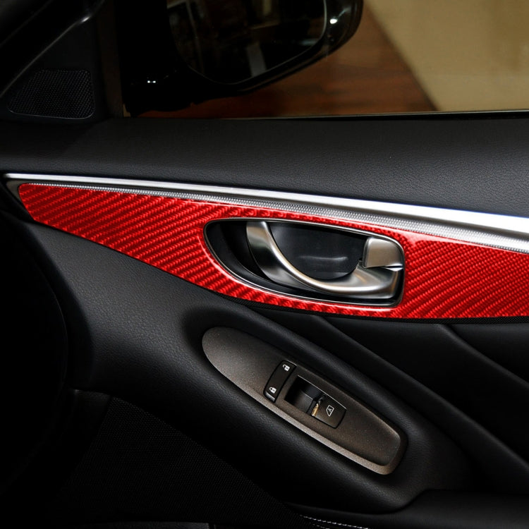 Car Carbon Fiber A Style Door Handle Panel Decorative Sticker for Infiniti Q50 2014-2020, Left and Right Drive(Red) - Car Interior Mouldings by buy2fix | Online Shopping UK | buy2fix