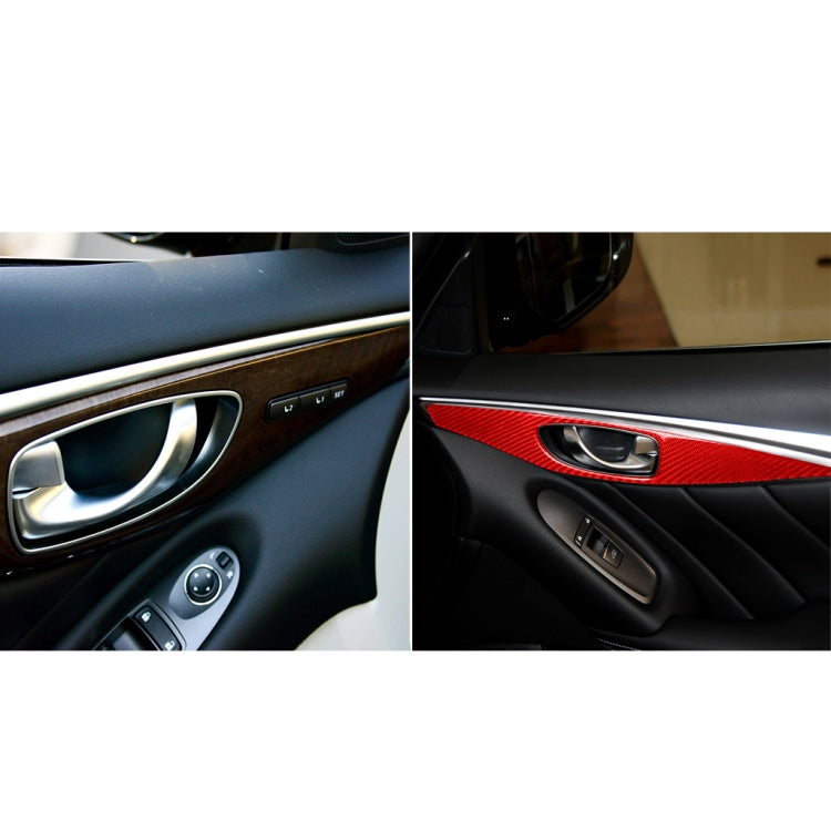 Car Carbon Fiber A Style Door Handle Panel Decorative Sticker for Infiniti Q50 2014-2020, Left and Right Drive(Red) - Car Interior Mouldings by buy2fix | Online Shopping UK | buy2fix