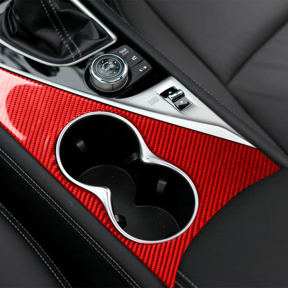 Car Carbon Fiber Water Cup Holder Panel Decorative Sticker for Infiniti Q50 2014-2020, Right Drive(Red) - Car Interior Mouldings by buy2fix | Online Shopping UK | buy2fix