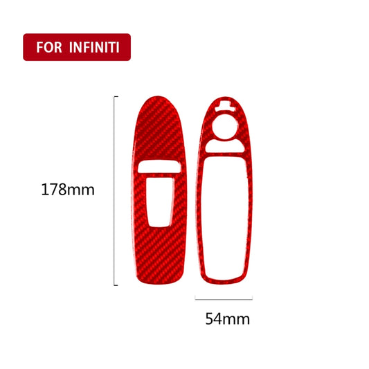 Car Carbon Fiber Window Glass Lift Panel Decorative Sticker for Infiniti Q60, Right Drive(Red) - Car Interior Mouldings by buy2fix | Online Shopping UK | buy2fix
