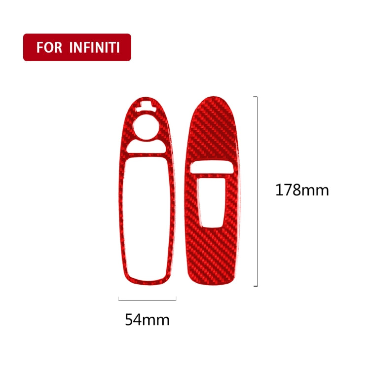 Car Carbon Fiber Window Glass Lift Panel Decorative Sticker for Infiniti Q60, Left Drive(Red) - Car Interior Mouldings by buy2fix | Online Shopping UK | buy2fix