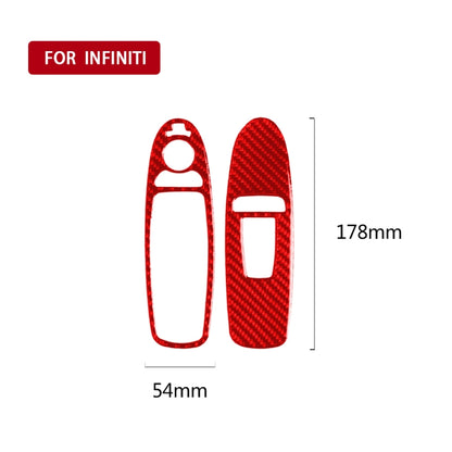 Car Carbon Fiber Window Glass Lift Panel Decorative Sticker for Infiniti Q60, Left Drive(Red) - Car Interior Mouldings by buy2fix | Online Shopping UK | buy2fix