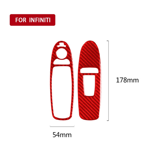 Car Carbon Fiber Window Glass Lift Panel Decorative Sticker for Infiniti Q60, Left Drive(Red) - Car Interior Mouldings by buy2fix | Online Shopping UK | buy2fix