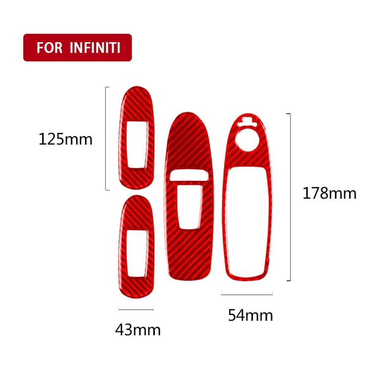 Car Carbon Fiber B Style Window Glass Lift Panel Decorative Sticker for Infiniti Q50 2014-2020, Right Drive(Red) - Car Interior Mouldings by buy2fix | Online Shopping UK | buy2fix